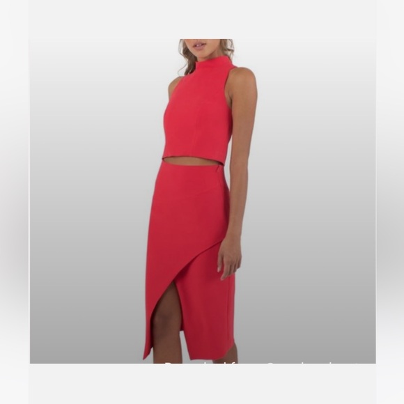 Black Halo Juma 2 piece skirt set in red. Size 2. - Picture 1 of 6